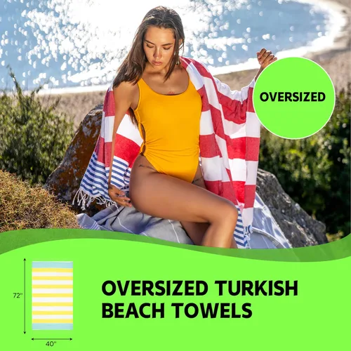 Miniatura 3 de HAVLULAND Toallas de playa de gran tamaño de 72 x 40 pulgadas, toalla de playa turca sin arena, toallas de piscina extra grandes, toallas de baño