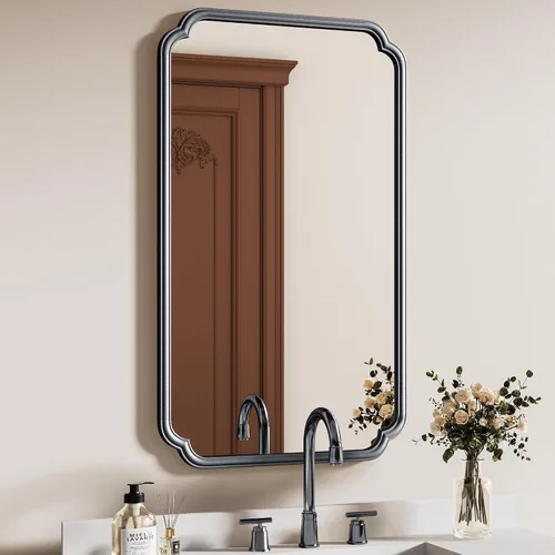 Miniatura 15 de Ferytange - Espejo de puerta dorado de 48"x16", espejo de longitud completa sobre la puerta con marco de metal antióxido, espejo de cuerpo completo