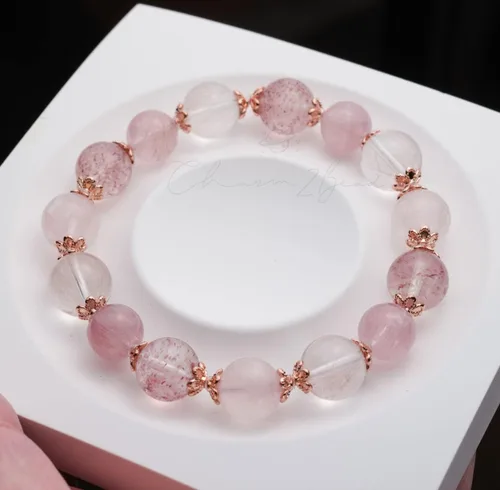 Miniatura 6 de Precious Gemstone Natural Crystal Healing Bracelet, Rutilated Quartz, Moonstone, Quartz Handmade Original Design Bracelet