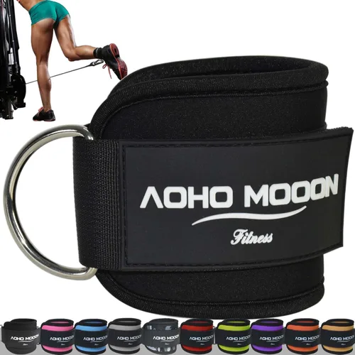 Miniatura 12 de AOHO MOOON Correas de tobillo ajustables y cómodas para máquinas de cable para mujeres, correa de pierna para gimnasio, tobillera para glúteos