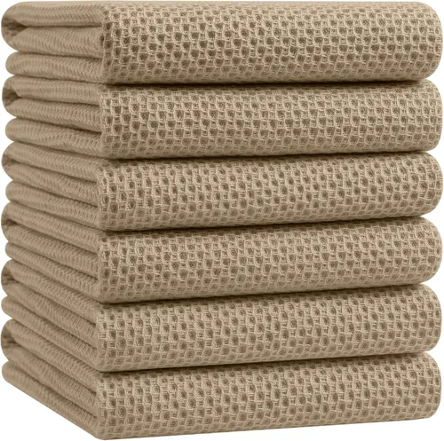 Miniatura 96 de Homaxy Paños de cocina de 100% algodón con tejido de gofre, ultra suaves, absorbentes, de secado rápido, 12 x 12 pulgadas, paquete de 6, amarillo