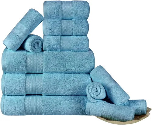 Miniatura 110 de Superior Juego de toallas de algodón turco de 9 piezas, 3 toallas de baño, 3 manos, 3 toallas faciales para el hogar, artículos esenciales de baño