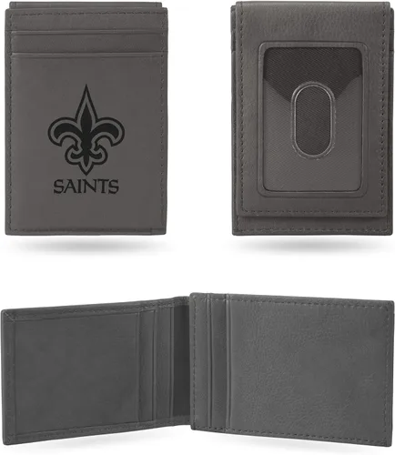 Miniatura 14 de Rico Industries - Cartera de bolsillo frontal con grabado láser NFL de fútbol, gris, compacta/cómoda/delgada