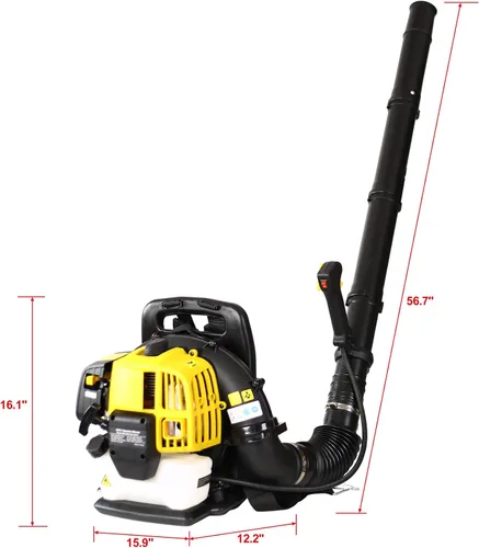 Miniatura 2 de Soplador de hojas de gas, soplador de mochila de motor de patio de 2 ciclos de 52 cc, potente soplador comercial de 530 CFM para patio, césped