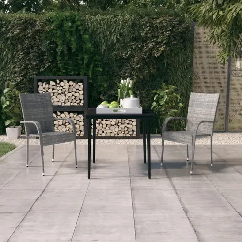 Miniatura 10 de Ensemble de Jardin 7 Pièces Gris et Noir avec Table en Verre, Meubles de Modernes et Résistants aux Intempéries Pour Terrasse, Balcon ou Jardin