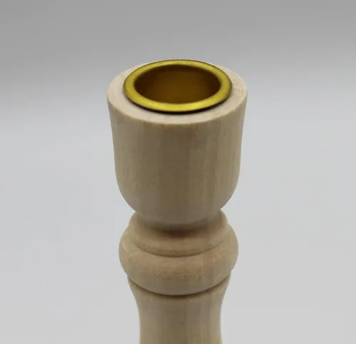 Miniatura 4 de Creative Hobbies Candelabros de madera sin terminar con soporte de vela de metal en el centro de la taza, paquete al por mayor de 6 (7 pulgadas)