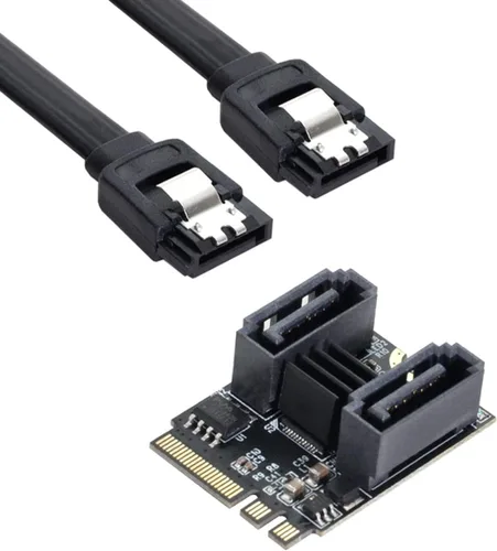 Miniatura 7 de NGFF clave A+E PCI Express a SATA 3.0 6Gbps adaptador de doble puerto convertidor tarjeta de extensión de disco duro JMB582 2230