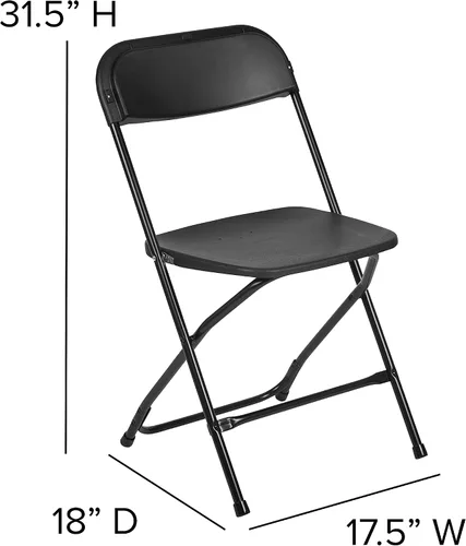 Miniatura 3 de EMMA + OLIVER Juego de 10 sillas plegables de plástico, capacidad de peso de 650 libras, silla plegable apilable ligera en color negro
