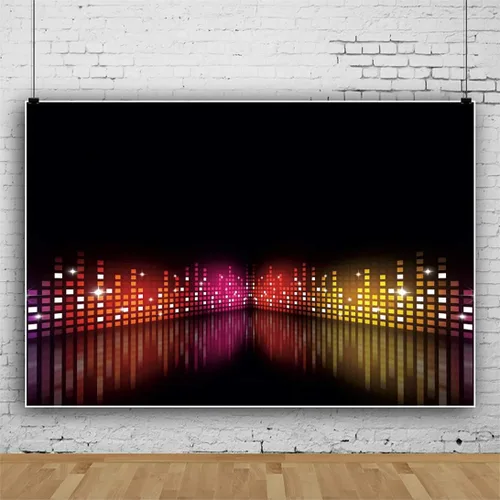 Yeele Telón de fondo de discoteca para club nocturno, fiesta musical de neón de los años 90, escenario brillante con luces, decoración de pared para