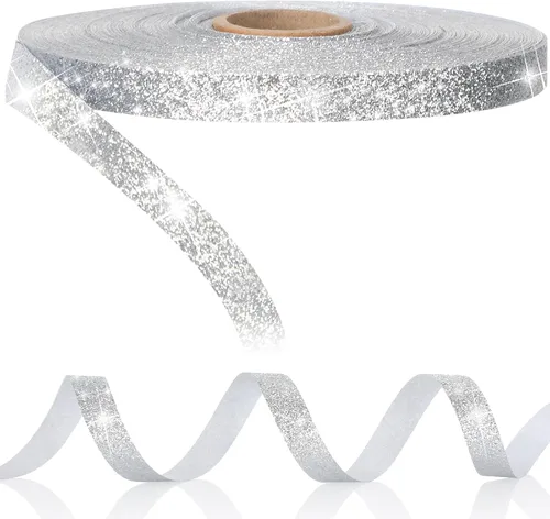 Miniatura 11 de Syhood Cinta con purpurina de 50 yardas de 3/8 pulgadas de ancho, impermeable, brillante, para manualidades, envoltura de boda, decoración de San