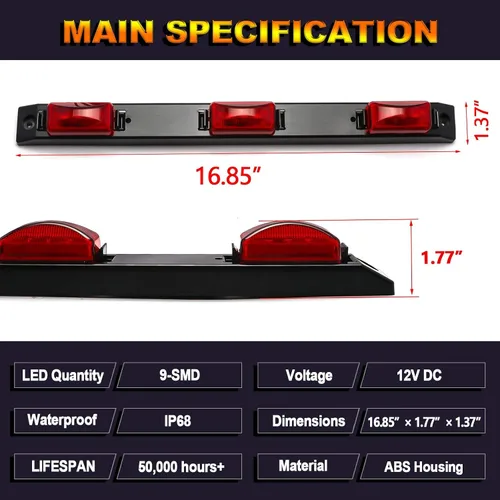 Miniatura 3 de x xotic tech 1 barra de luz para puerta trasera de camión con lente roja, compatible con Ford F-150 F-250 F-350 F-450 Dodge RAM 1500 2500 3500