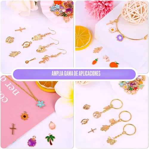 Miniatura 5 de Acejoz 300 Piezas Dijes para Fabricación de Joyas, Lote Surtido al Por Mayor Chapados en Oro Esmaltados Dijes para Aretes de Bricolaje, Collar