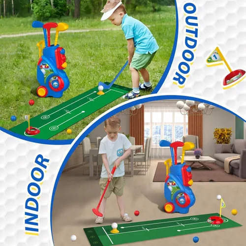 Miniatura 4 de Liberry Juego de Golf para Niños Pequeños de 2, 3 y 4 años Niños Niñas, Juego Mejorado de Palos de Golf para Niños con Carrito, Tapete de Putting