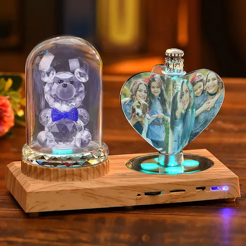 Miniatura 16 de Impresión de cristal con tu foto, decoración de escritorio de oficina, regalo personalizado sobre marco transparente de vidrio con soporte, rosa