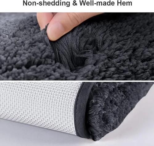 Miniatura 4 de VANZAVANZU Alfombras de Baño Antideslizantes Ultra Suaves Absorbentes de Microfibra Esponjosas Gruesas Alfombrillas de Baño Lavables a Máquina Negro