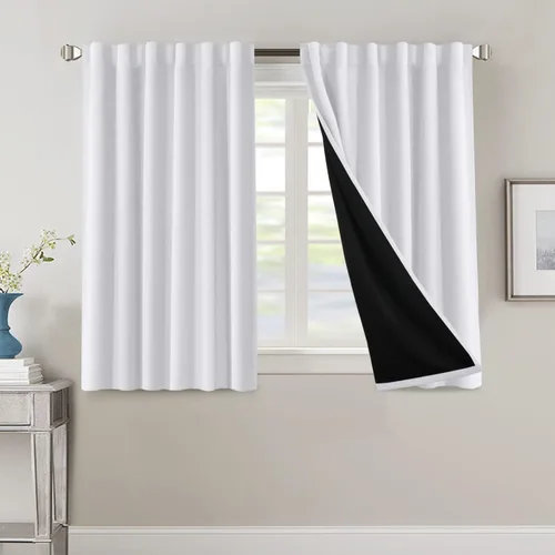 Miniatura 106 de H.VERSAILTEX Cortinas 100% opacas para dormitorio con forro negro, cortinas de oscurecimiento de habitación completa, con aislamiento térmico