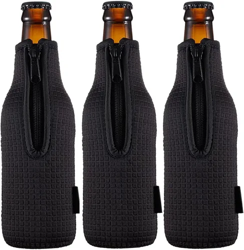 Miniatura 12 de Fundas aislantes para botellas de cerveza 12 oz 330 ml; cubiertas estándar para botellas de cerveza; chaqueta para botellas con cremallera; fundas