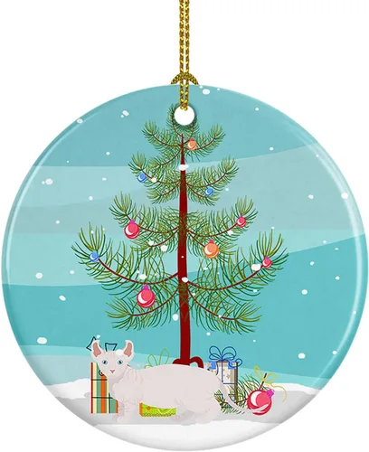 Miniatura 151 de Caroline's Treasures Adorno de cerámica con texto en inglés "Merry Christmas" para colgar en el árbol de Navidad, decoración para el hogar, Navidad