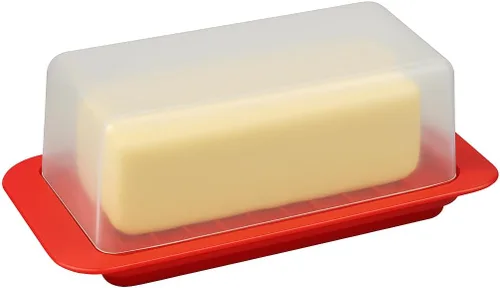 Miniatura 9 de Mantequillera con tapa y asas se adapta tanto a barras de mantequilla Elgin East Coast como West Coast (rojo)