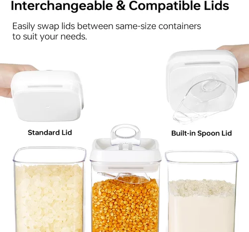 Miniatura 7 de Felli Flip Tite Contenedor de almacenamiento de alimentos de 5 pulgadas, grande, juego de 5 unidades + etiqueta sin residuos, tapa hermética