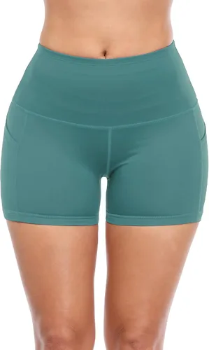Miniatura 3 de CADMUS - Pantalones cortos deportivos de tiro alto para mujer, para yoga, acondicionamiento físico y correr, con bolsillos profundos