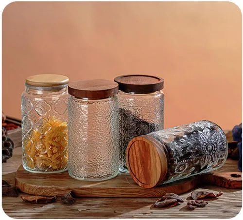 Miniatura 7 de Tarro de vidrio con tapa hermética de bambú, frasco sellado de vidrio vintage de 35 onzas para almacenamiento en encimera de cocina, recipientes