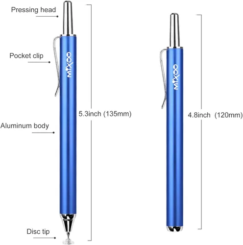 Miniatura 2 de Mixoo Bolígrafos para pantallas táctiles, paquete de 6 unidades, punta de disco y fibra 2 en 1, lápiz capacitivo universal de alta sensibilidad