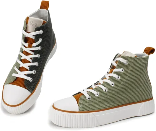 Miniatura 3 de PepStep Women's Fashion Platform High Top Sneakers, Cute Corduroy or Faux Lamb's Fur UpperMemory Foam Insole,Trendy Slim Shoe Lace