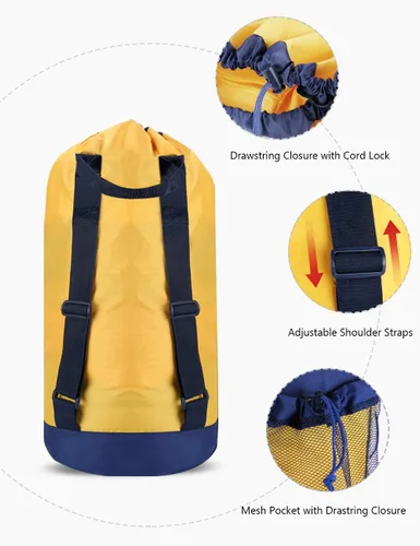 Miniatura 3 de Dalykate - Mochila para lavandería y ropa sucia con correas para el hombro Amarillo