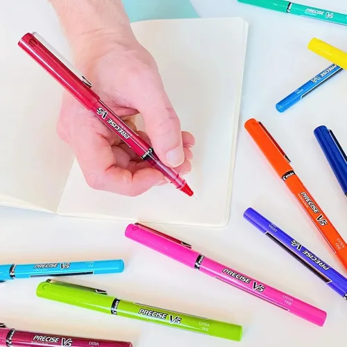 Miniatura 4 de PILOT Precise V5 RT - Bolígrafos de bola recargables y retráctiles, punta extrafina 0.5 mm, azul, paquete de 8 - Ideal para la escuela, para llevar