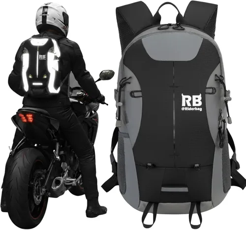 Mochila reflectante para motocicleta – Bolsa EDC de alta visibilidad para motociclistas, desplazamiento nocturno, viaje, equipaje con compartimento