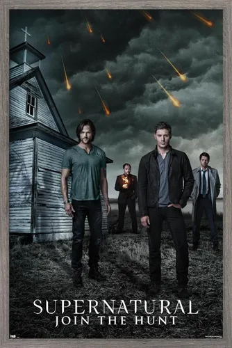 Trends International Supernatural - Póster de pared de iglesia, 22.4 pulgadas de largo x 14.7 pulgadas, versión enmarcada en madera de granero