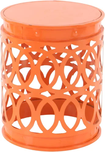 Miniatura 4 de Deco 79 Mesa auxiliar de metal para interiores y exteriores, con diseño de enrejado tallado, juego de 3 mesas auxiliares de 22 pulgadas, 18