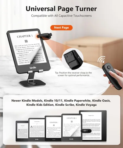 Miniatura 4 de Fuloview Turner de páginas con control remoto para Kindle Paperwhite Kobo eReaders, Page Turner Clicker con control remoto inalámbrico compatible