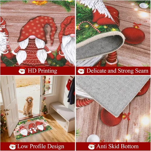 Miniatura 3 de Juego de 3 tapetes de cocina de Feliz Navidad, alfombras antideslizantes de cocina para invierno y fiestas navideñas Xmas, alfombra cómoda