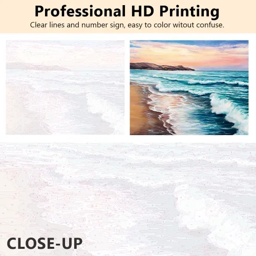 Miniatura 2 de TUMOVO Pintura por números para adultos, kits de pintura de playa por números, pintura al óleo de paisaje costero colorido para adultos, kit