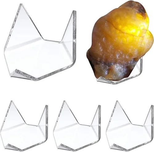 Miniatura 8 de Hipiwe Paquete de 5 soportes de exhibición triangulares acrílicos – Caballete de exhibición para geodas, rocas, ágata mineral, coral fósil, soportes