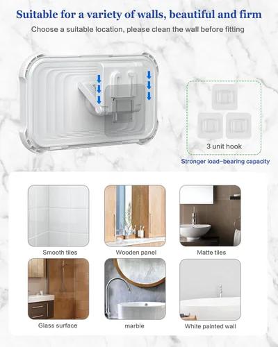 Miniatura 6 de Mistriddle Soporte impermeable para teléfono de ducha con rotación de 360°, ángulo ajustable, soporte de teléfono montado en la pared para espejo