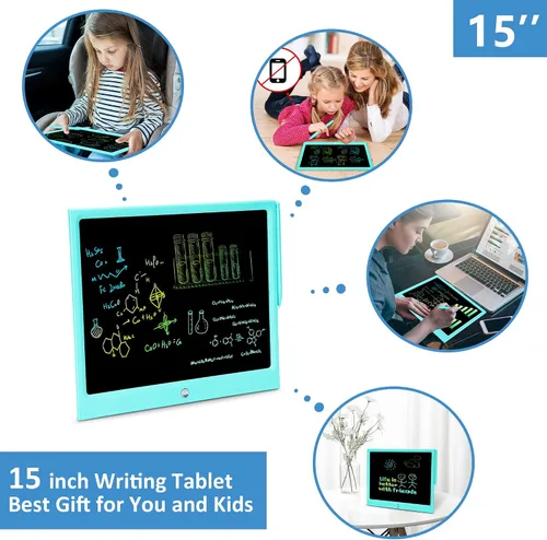 Miniatura 3 de Juguetes para niños y niñas de 3, 4, 5, 6, 7, 8 años, tableta de escritura LCD de 15 pulgadas, tablero de garabatos, almohadillas de dibujo Azul