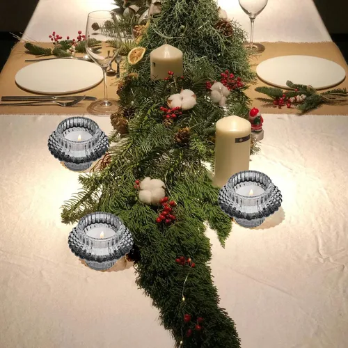 Miniatura 5 de Juego de 3 portavelas reversibles, cónicos de cristal gris y candelita para centro de mesa, boda, fiesta, decoración del hogar