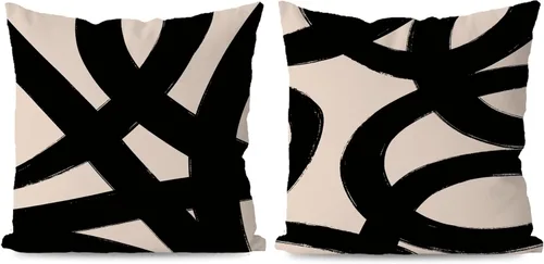 Miniatura 12 de KEUSPI Fundas de almohada decorativas negras y beige, juego de 4 fundas de almohada negras para sofá, decoración del hogar, estilo boho moderno