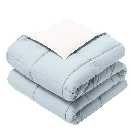 Edredón reversible hipoalergénico con plumón alternativo, manta de calor medio, Azul/Blanco