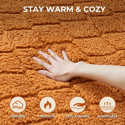 Miniatura 5 de Protector de colchón eléctrico con calefacción, tamaño King, doble control, 78 x 80 pulgadas, sherpa cálido para invierno, bolsillo profundo, 6