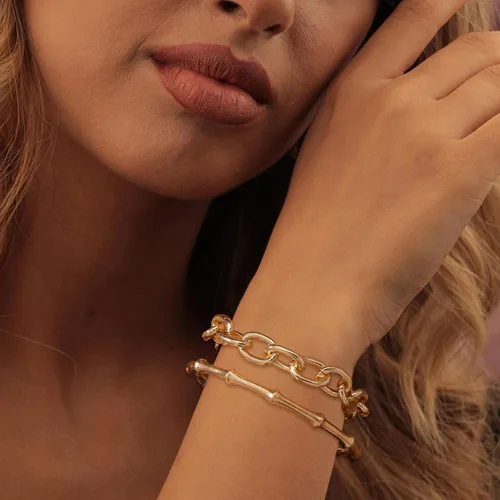 Miniatura 88 de Long tiantian Pulsera de oro gruesa para mujer, pulseras de oro delicadas, pulseras para mujer, pulseras apilables de eslabones de cadena