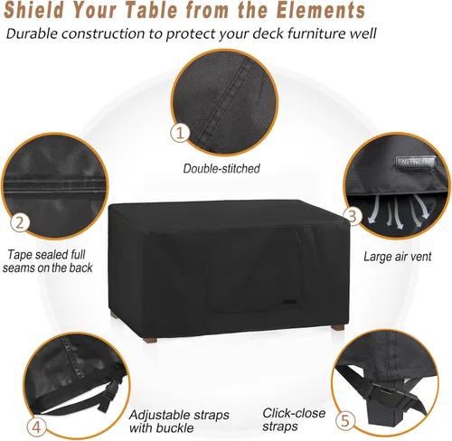 Miniatura 3 de NettyPro Funda rectangular para mesa auxiliar de patio, impermeable, para muebles de exterior, pequeña, rectangular, 36 x 22 x 18 pulgadas