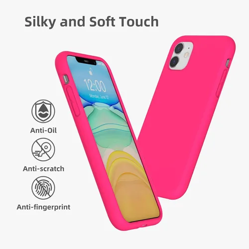 Miniatura 6 de Funda de silicona líquida compatible con iPhone 11, color rosa neón [Protección contra caídas] [Resistente a los arañazos, a prueba de golpes]
