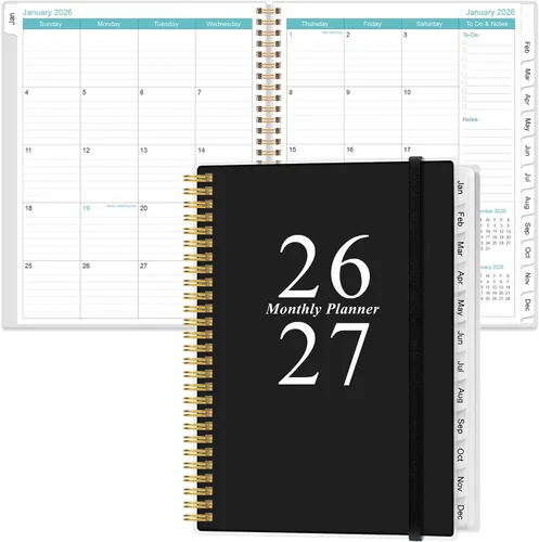 Miniatura 9 de Agenda mensual 2026-2027 – Agenda mensual de enero de 2026 a junio de 2027, dos páginas por mes, 18 calendarios/agendas mensuales con pestañas