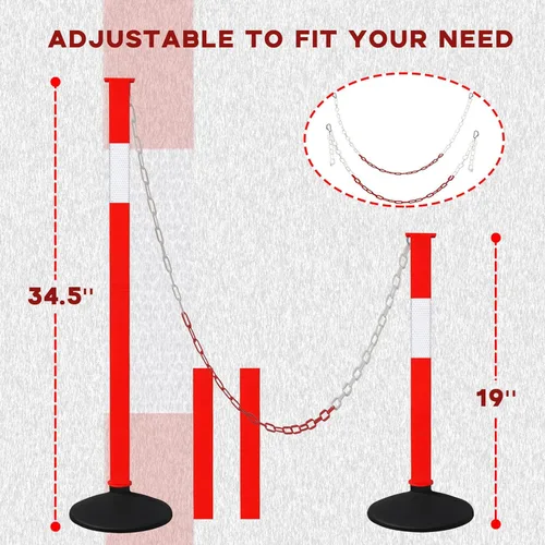 Miniatura 5 de Paquete de 4 conos de delineador de tráfico con base ponderada y collares reflectantes, barrera de seguridad de tráfico naranja ajustable