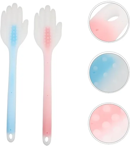 Miniatura 8 de EXCEART Juego de 2 patatas de masaje de silicona en forma de palma, herramientas ligeras de 15.74 pulgadas con agujero para colgar para relajación