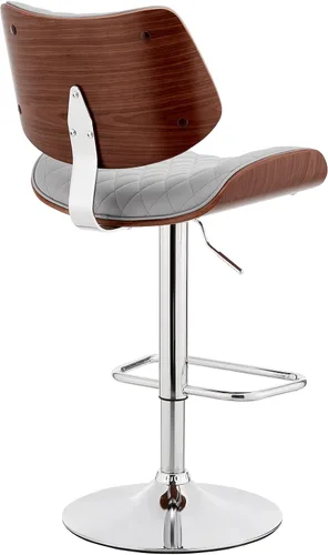 Miniatura 6 de Armen Living Leland Taburete de bar ajustable de piel sintética gris y acabado cromado Gris/cromado